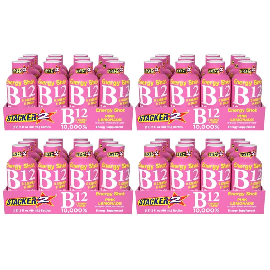 Empilhador 2 Limonada Rosa B12 Energy Shot, 2 onças (Pack de 48)