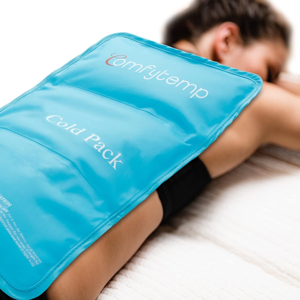Comfytemp grande pacote de gelo para alívio da dor nas costas, 13,5" x 21,5" Reutilizável Gel quente e terapia de compressão fria para lesões do corpo completo, inchaço, contusões, estrias, cirurgia, costas, quadril, pernas, FSA HSA aprovado