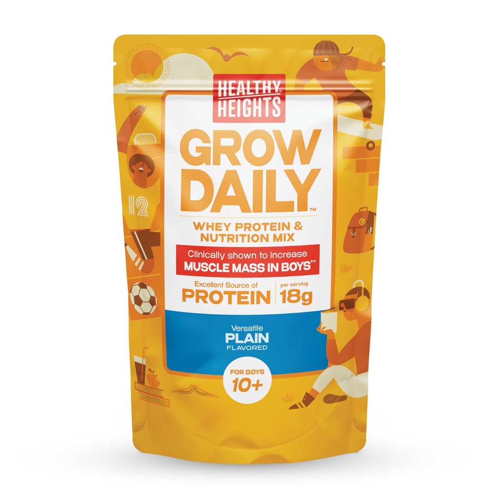 Alturas saudáveis crescer diariamente crianças mistura de bebida de proteína (Plain) - alta vitamina de proteína para meninos 10+