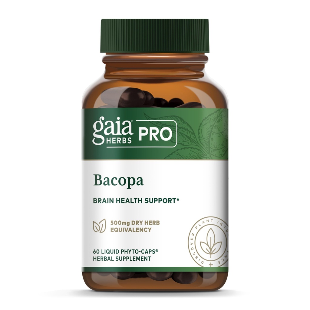 GAIA HERBS PRO Bacopa - Saúde do cérebro e suporte nootrópico - 60 líquido Phyto-Caps (30 Servings)