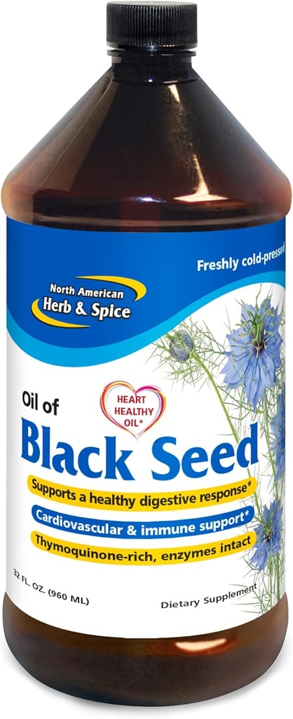 North American Herb & Spice Black Seed Oil - 32 fl. oz. - Cardiovascular, Digestivo e Imune Suporte - Não-GMO - 192 Servimentos