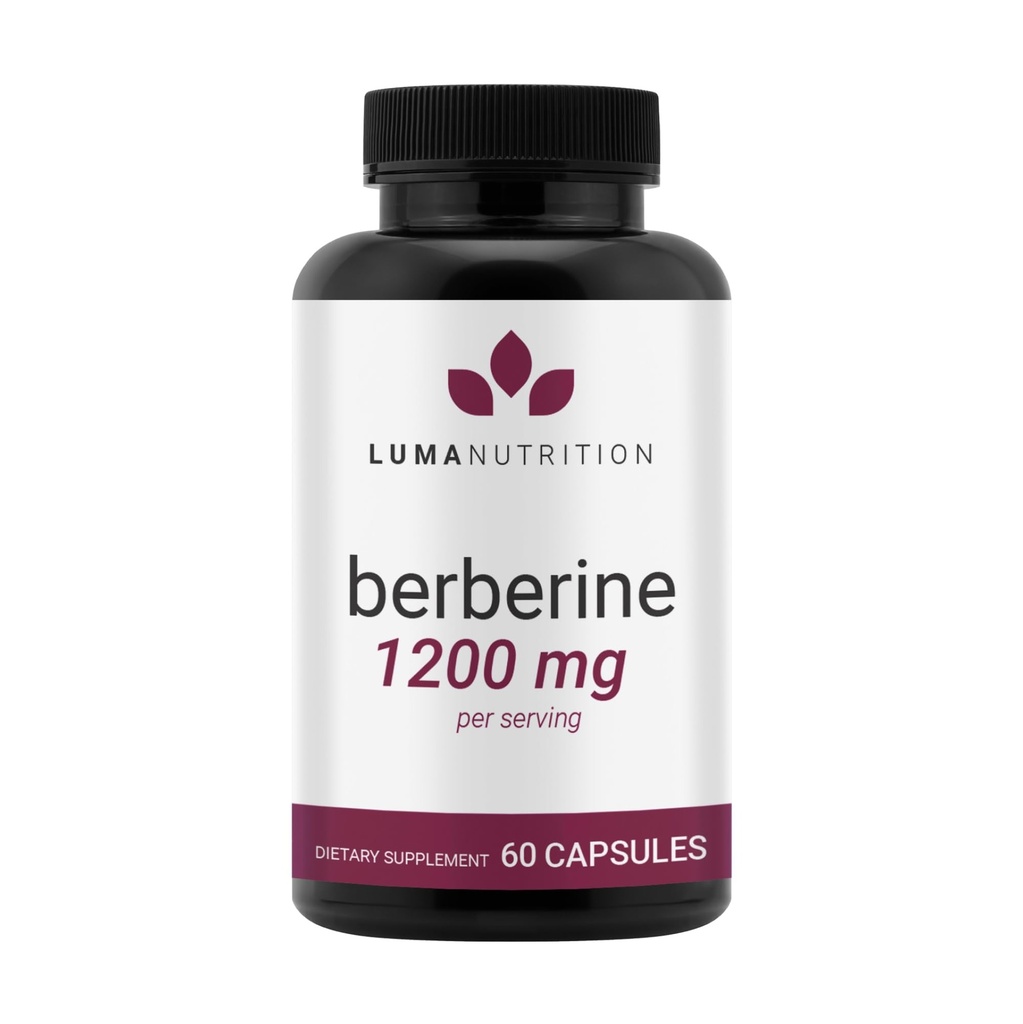 Luma Nutrition Berberine Supplement - Berberine HCL 1200mg Por Serviço - Vegan, Gluten Free, Não-GMO - 60 Cápsulas
