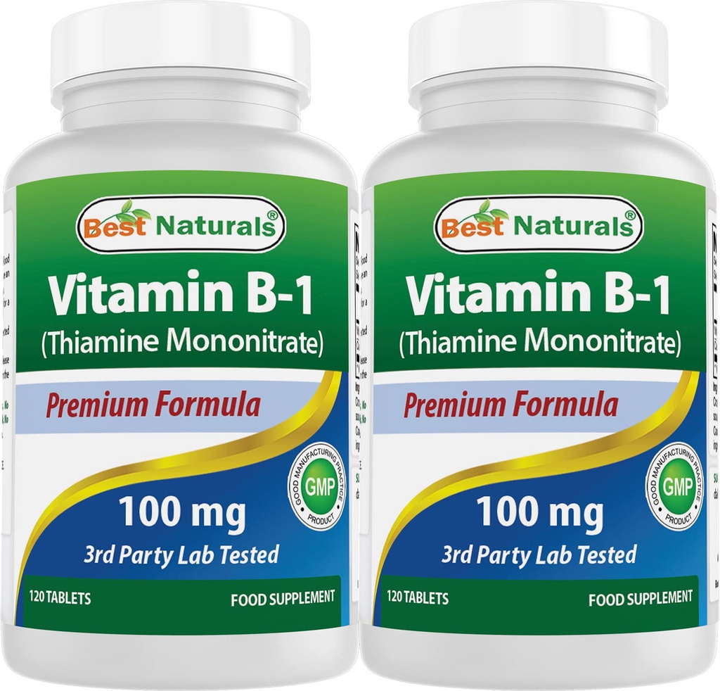 Best Naturals Vitamina B1 como mononitrato de tiamina 100 mg 120 Comprimidos (número 120 (embalagem de 2))