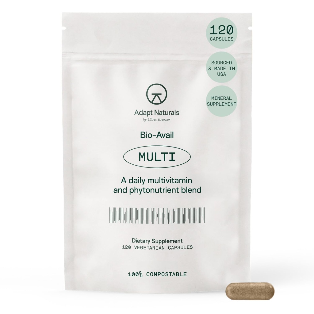 Adapt Naturals Multivitamin para Mulheres e Homens, Biodisponível Suplemento diário fácil de absorver Multivitamin com Biotina, Niacin, Vitamina A, B, C, D, E, K1, Zinco, Magnésio - Suporte Imune - Fonte de 30 dias