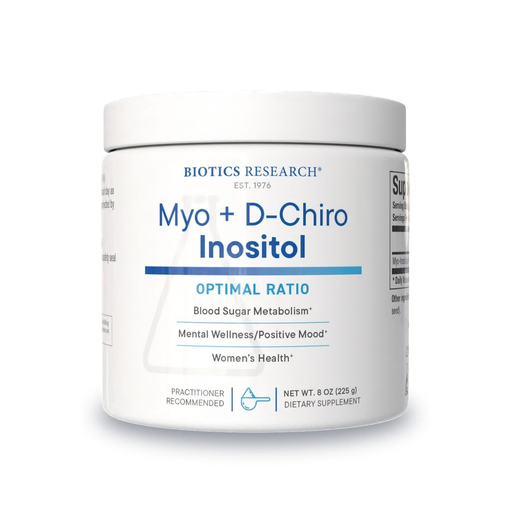 Biotics Research Balanced B8 Pó, Myo inositol e D Chiro inositol, 40:1 Razão, Saúde da Mulher, Comunicação Neural, Metabolismo de Gordura, Saúde Vascular, Crescimento do Cabelo 8 Onças