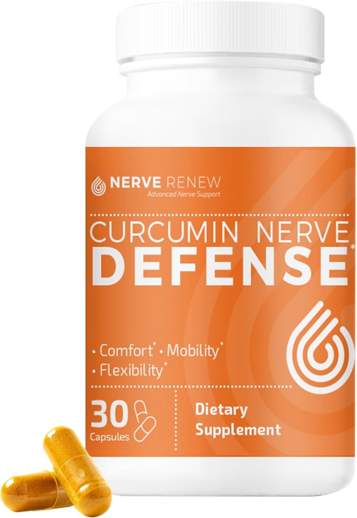 RENOVAÇÃO NERVE Curcumin Nerve Defense with Meriva Curcumin Phytosome for Complete Nerve Nurishment and Comfort - Otimized Curcumin with Black Pepper Extract - 30 Cápsulas