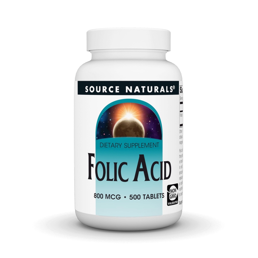 Fonte Naturals Ácido Fólico 800 mcg Suplemento dietético - 500 Comprimidos