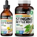 Bio KRAUTER Gatos Garra Tintura 4 Fl. Oz. & Stinging Nettle 250 Cápsulas