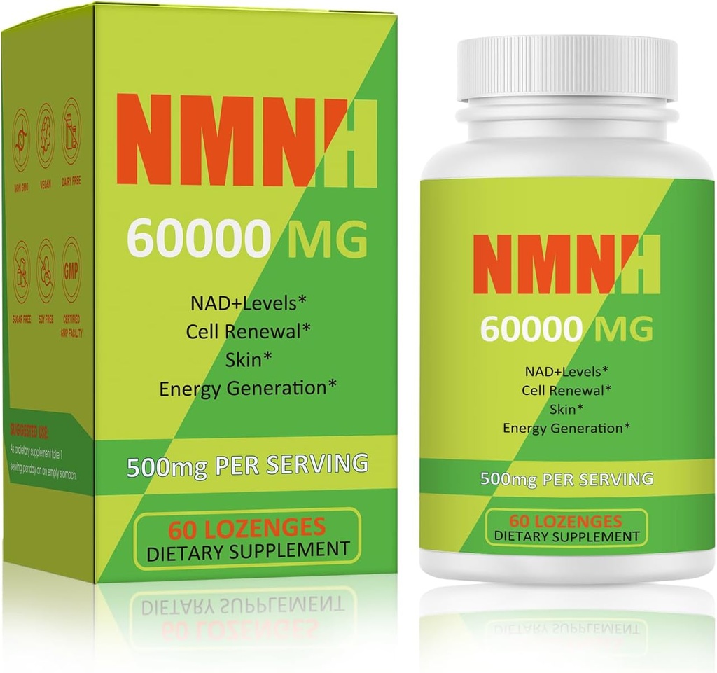 NMNH 500mg (Dihidronicotinamida Mononucleot), NMN Suplemento Alternativo com NR, TMG, Resveratrol, COQ10, NAD Suplemento, Energia, Boost NAD+ Níveis, 60 Cápsulas
