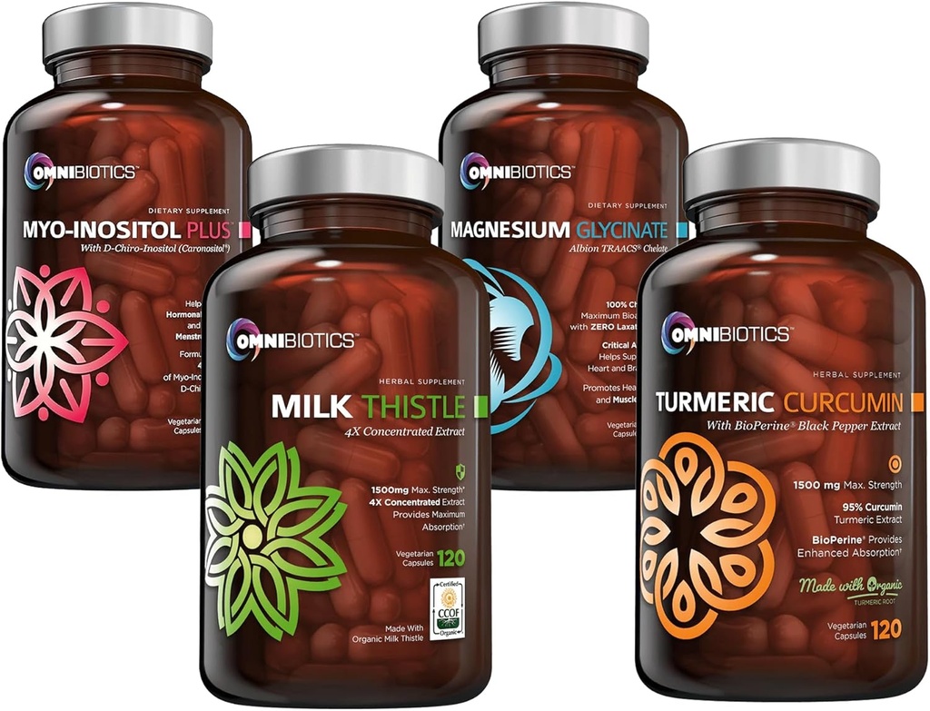 Curcumina cúrmica + Leite Cápsulas Thisle + Glicinato de magnésio + Mio- Inositol