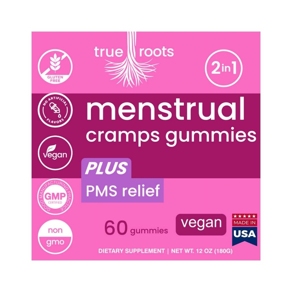 Menstrual Cramp Período Gummies verdadeira raizes PMS suporte suplemento para mulheres Fluxo saudável Flo PMS Menstrual Cycle Relief, Cramping e Bloating Vegan & Natural Flavors