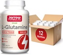Jarrow Fórmulas L-Glutamina 1000 mg, Suplemento dietético para tecido muscular, Aminoácido Multifuncional, Suporte Imune, 100 comprimidos de solução fácil, 50-100 dias de fornecimento, pacote de 12