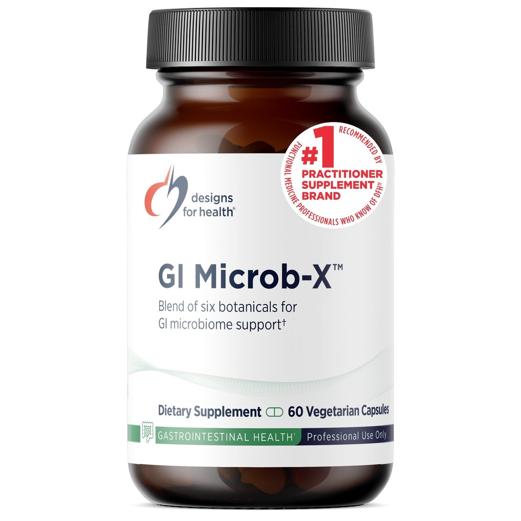 Designs para Saúde GI Microb-X - Suporte Botânico de Gut, Cleanse + Suplemento Detox com Tribulus, Berberine + Extrato de Barberry - Vegetariano + Não-GMO (60 Cápsulas)