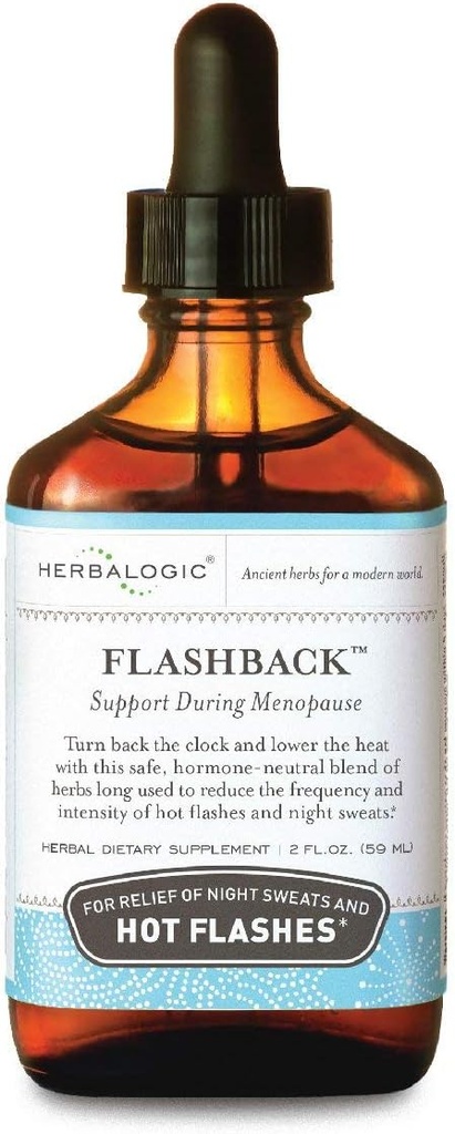 Herbalogic - Flashback Liquid Herb Drops - Alívio Natural para Flashes Quentes Menopaisais, Suores Noturnos, Descanso, Irritabilidade e Mood Swings - 2 Fl. Oz.