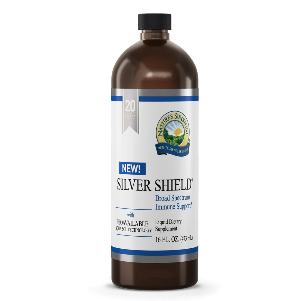 Sunshine Silver Shield Líquido, 16 Fl Oz Líquido de Prata Coloidal com Tecnologia Aqua Sol Fornece Suporte e Proteção Imune