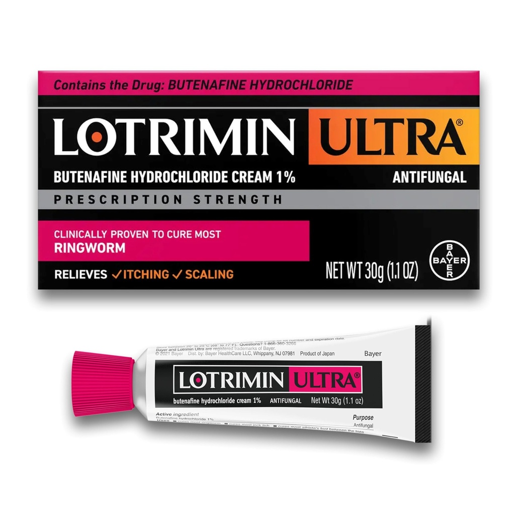 Lotrimin Ultra Ringworm Creme, Hidrocloreto de butenafina 1%, Tratamento Antifúngico Eficaz da maioria dos Ringworm, 1,1 onça (30 gramas)