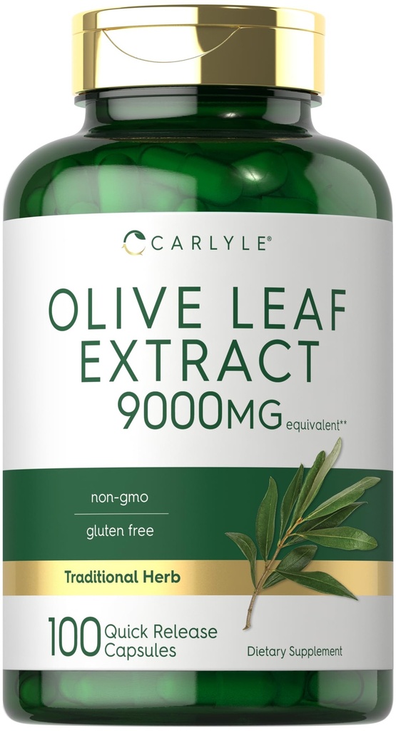 Carlyle Olive Leaf Extract Capsules (Calças de Folha de Folha de Carlile) 9000mg (Centena de 100) Não-GMO, Gluten Free (Suplemento de Alta Potência)