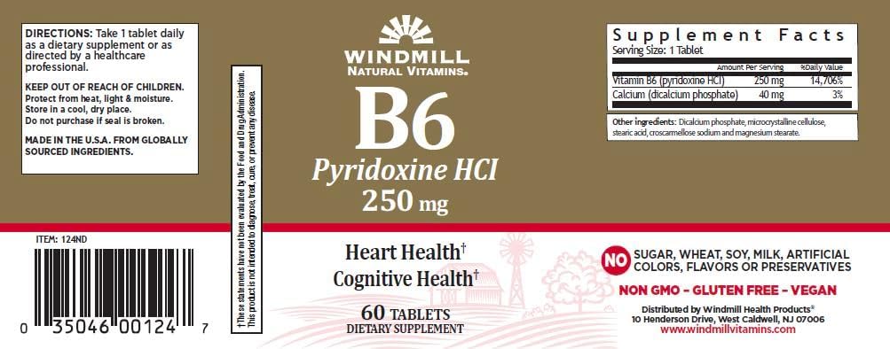 Pacote de 3 WM VITAMIN B-6 250MG 60 PT3504600124 [Saúde e beleza]
