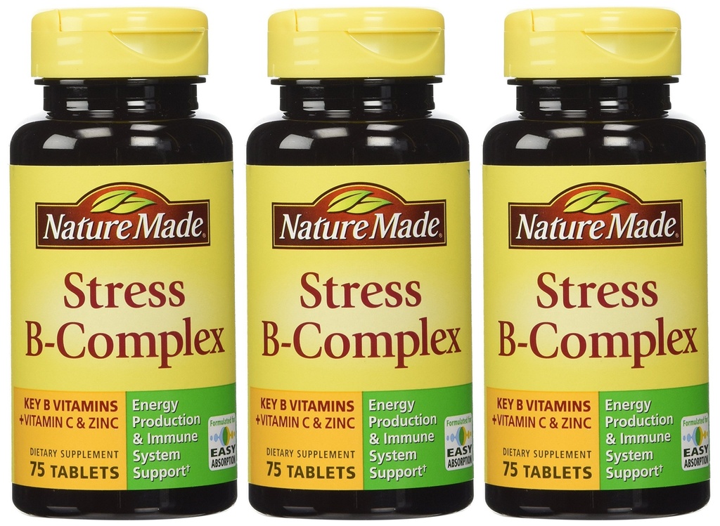 Nature Made Stress B Complexo W Zinco Tamanho 75ct (Pacote de 3) 225 ct Total
