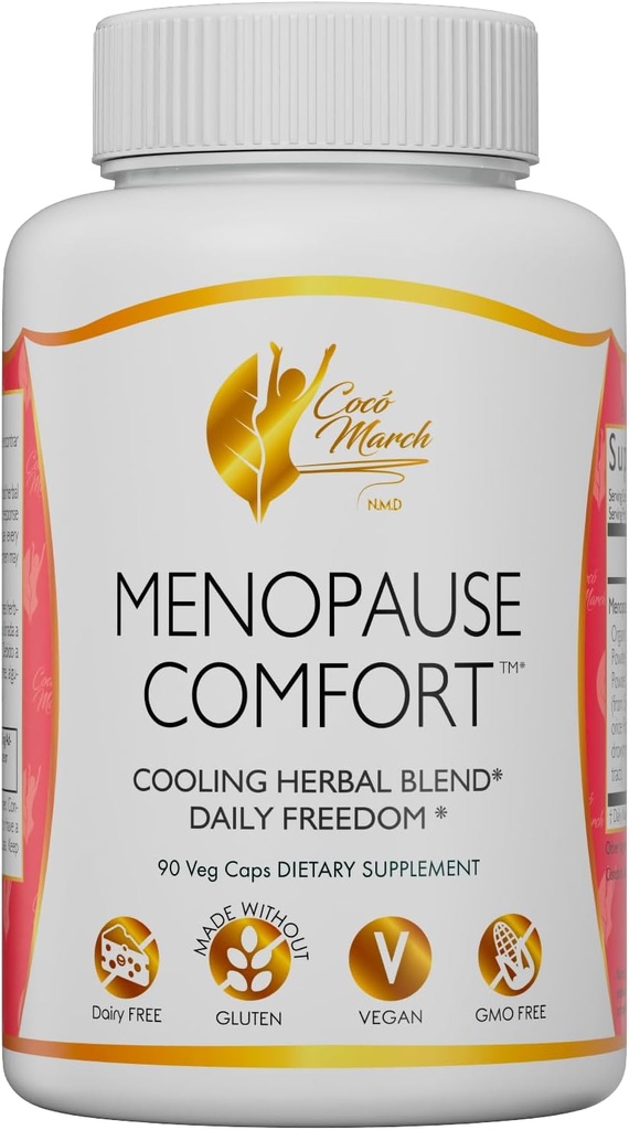 Cocó Março N.M.D Menopause Comfort Fast Alief from Flushing, Cooling Herbal Blend - Dairy Free, Gluten Free, Vegan, GMO Free, 90 Veggie Caps