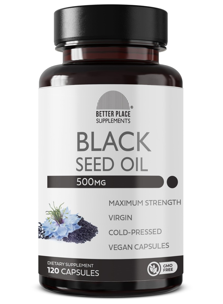Cápsulas de óleo de semente preta (Não-GMO & Vegan) Frio-Pressed Nigella Sativa Fornecendo Puro Black Cumin Seed Oil □ Super Antioxidante para Digestão, Articulações, Cabelo e Pele
