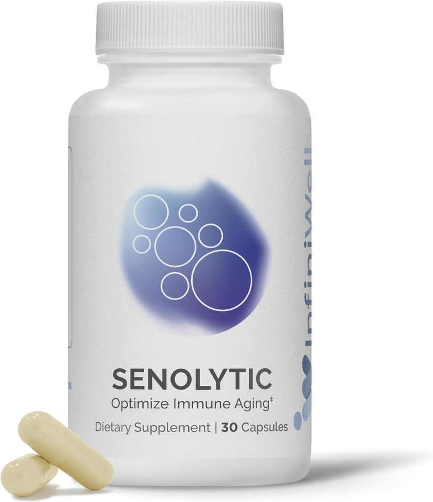InfiniWell Senolytic Longevity Supplements - Otimize o envelhecimento celular, ajude a apoiar função cognitiva e processamento neurológico - com Resveratrol, Pterostilbene & Quercetin (30 cápsulas)