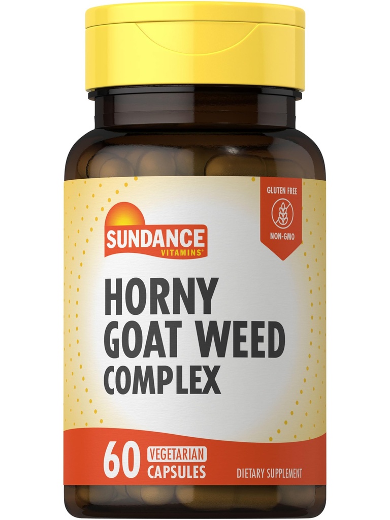 Sundance Horny Goat Weed Complex (60 cápsulas) com Maca, Tribulus Terrestris, e L-Arginina (Vegetariano), Não-GMO e Suplemento sem glúten