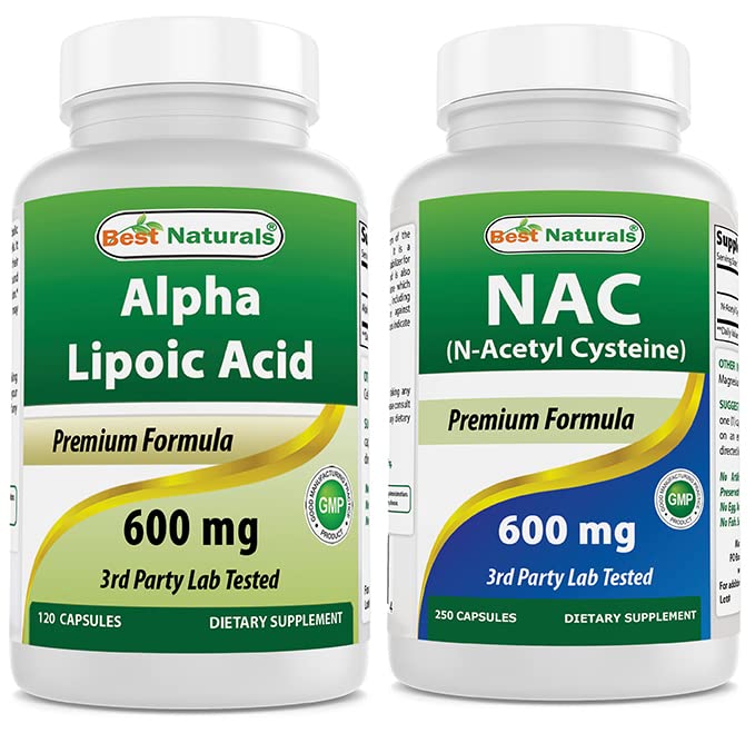 Melhores naturais Ácido Alfa Lipóico 600 mg e NAC N-Acetil-Cisteína 600 mg