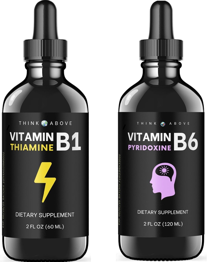 Pacote de vitamina B6 e vitamina B1 - 2 onças cada - gotas líquidas