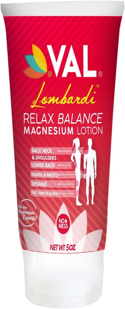 VAL Lombardi Relaxar Equilíbrio Loção de magnésio Arnica, cânfora e mentol , rápido alívio para articulações, músculos, costas, ombros, pés , não gorduroso