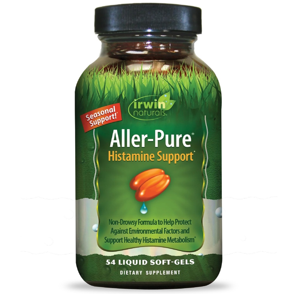 Irwin Naturals Aller-Pure - 54 Liquid Soft-Gels - Suporte à histamina com Quercetin, Luteolin & Rutin - Fórmula Não-Drowsy