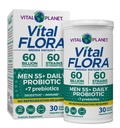 Planeta Vital - Flora Vital Homens Mais de 55 Probiótico diário, 60 bilhões de UFC, Deformações Diversas, Prebióticos Orgânicos, Suporte Imune, Prateleira Digestiva Saúde Probióticos Estáveis para Homens, 30 Cápsulas