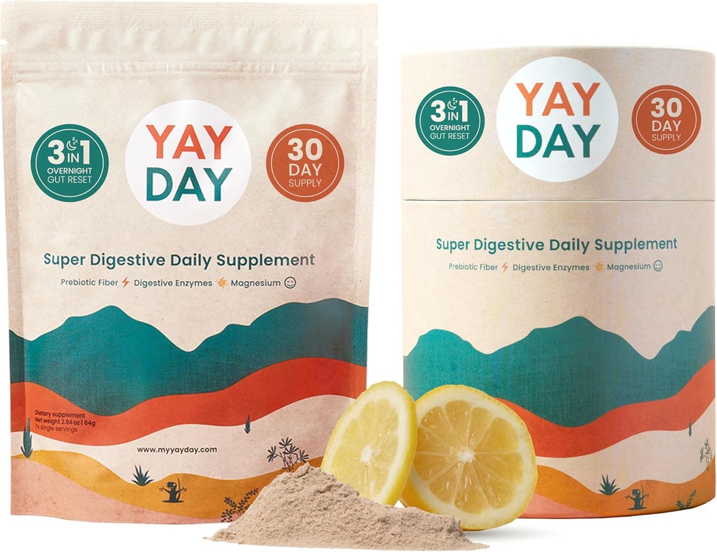 Enzimas Digestivas Prebiótico Suplemento de fibra em pó - Diária Gut Saúde + Magnésio em pó para sono profundo, regularidade, bloating & constipation alívio - Citrus (37 Servings)