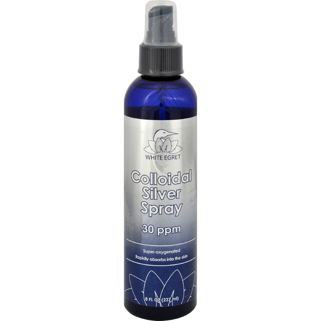 White Egret Skin Care Spray de prata coloidal, 8 onça