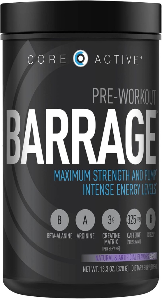 Barragem pré-treino em pó - Pré-treino para mulheres e homens, Creatina em pó, Beta Alanine, Sulfato de Agmatina, & Cafeína - Muscle Builder para homens com energia intensa - Uva (30 Servos)