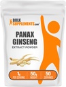 BulkSuplementos.com Ginseng Raiz Extrair Pó - Panax Ginseng Suplemento, Suplemento de ervas - Vegan & Gluten Grátis, 1g por serviço, 50g (1.76 oz) (Pack of 1)