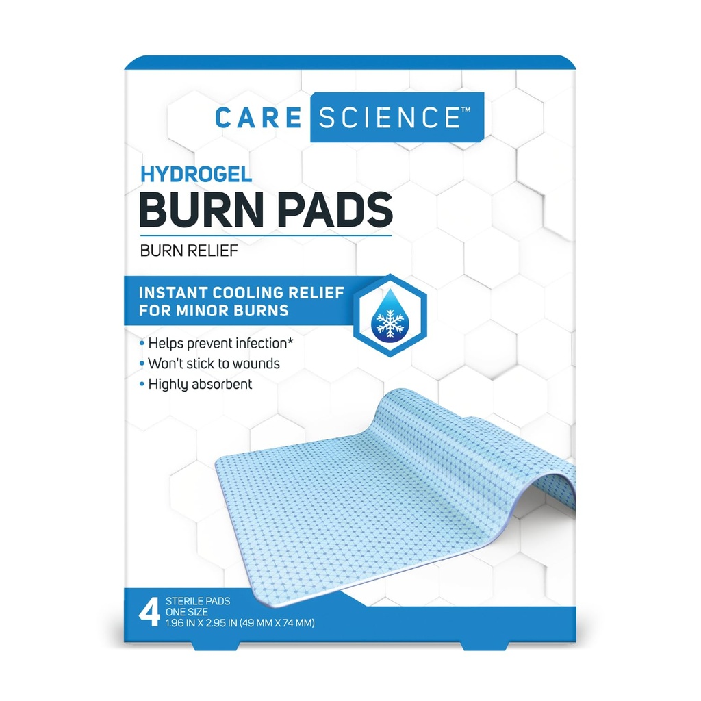 Cuidados Ciência Hydrogel Sterile Burn Dressing Bandage Pads para alívio de queimaduras, 4 CT