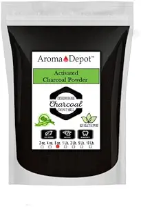 Aroma Depot 8 onças. Pó de carvão de coco ativado - apoia a saúde, Vegan, Não-GMO, Sem aditivos, Grau de alimentos, Dentes branqueamento pó, Carvão para esfregar Facial, e Saboneteira. (8 oz.)