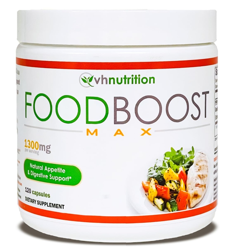 Nutrição de VH . FoodBoost MAX .. 1300mg Apetite Estimulante* Pílulas de ganho de peso * para homens e mulheres . Formulado com Gentian, Turmúrico, Fennel .. 120 Cápsulas
