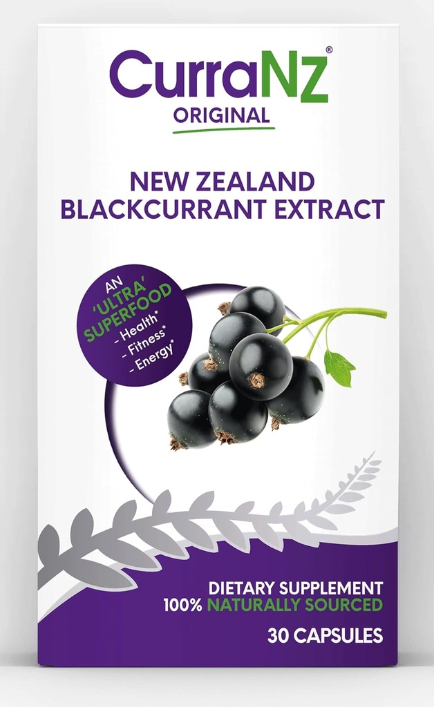 CURRANZ Nova Zelândia Black groselha Extrair Esportes Cápsulas Nutrição Recuperação Músculo Rendimento Desempenho Pré ou Pós Treino Suplemento Vegan & Cafeína Grátis (30 Cápsulas)