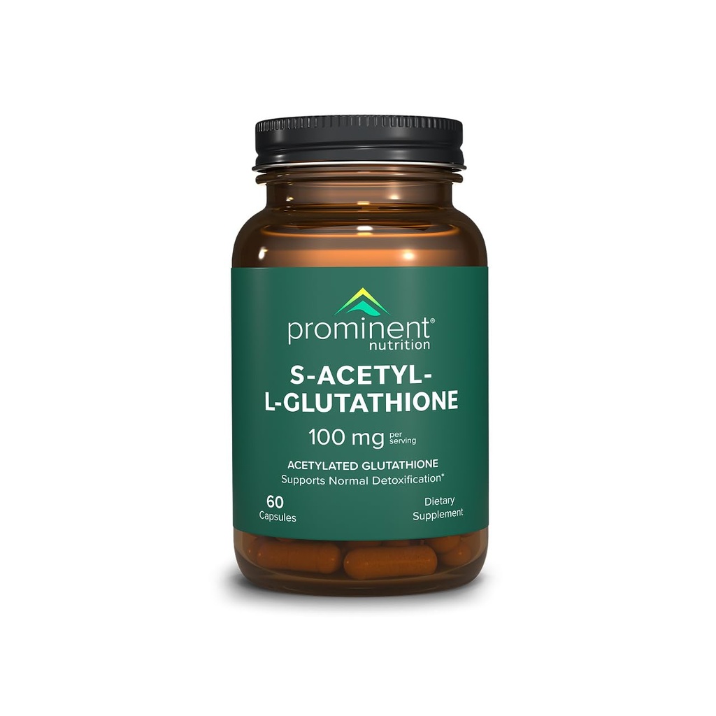Nutrição proeminente S-Acetil L-Glutatione Supplement - Emoção acetilada pesquisada clinicamente Glutation para suporte de desintoxicação do fígado normal e efeito antioxidante ideal, Vegan - 1 embalagem