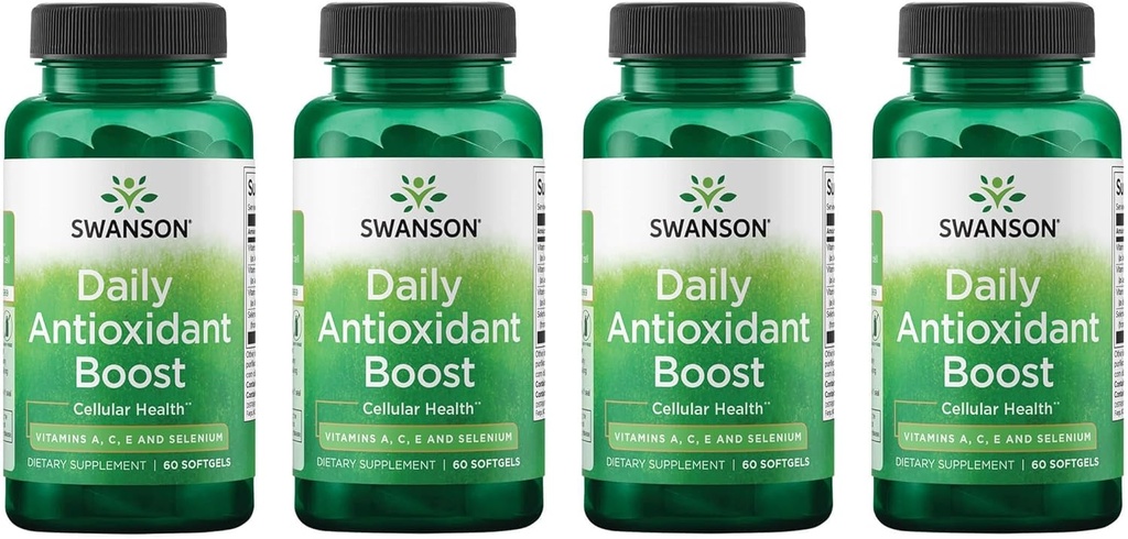 Swanson Vitaminas Diary Antioxidant Boost - Promove a saúde celular e suporte imunológico - Suporta Nutrição Natural Defensiva - (60 Softgels) 4 Pack
