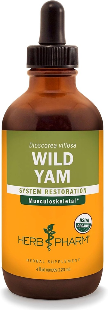Herb Pharm certificado orgânico Yam extrato líquido para suporte do sistema musculoesquelético - 4 onça