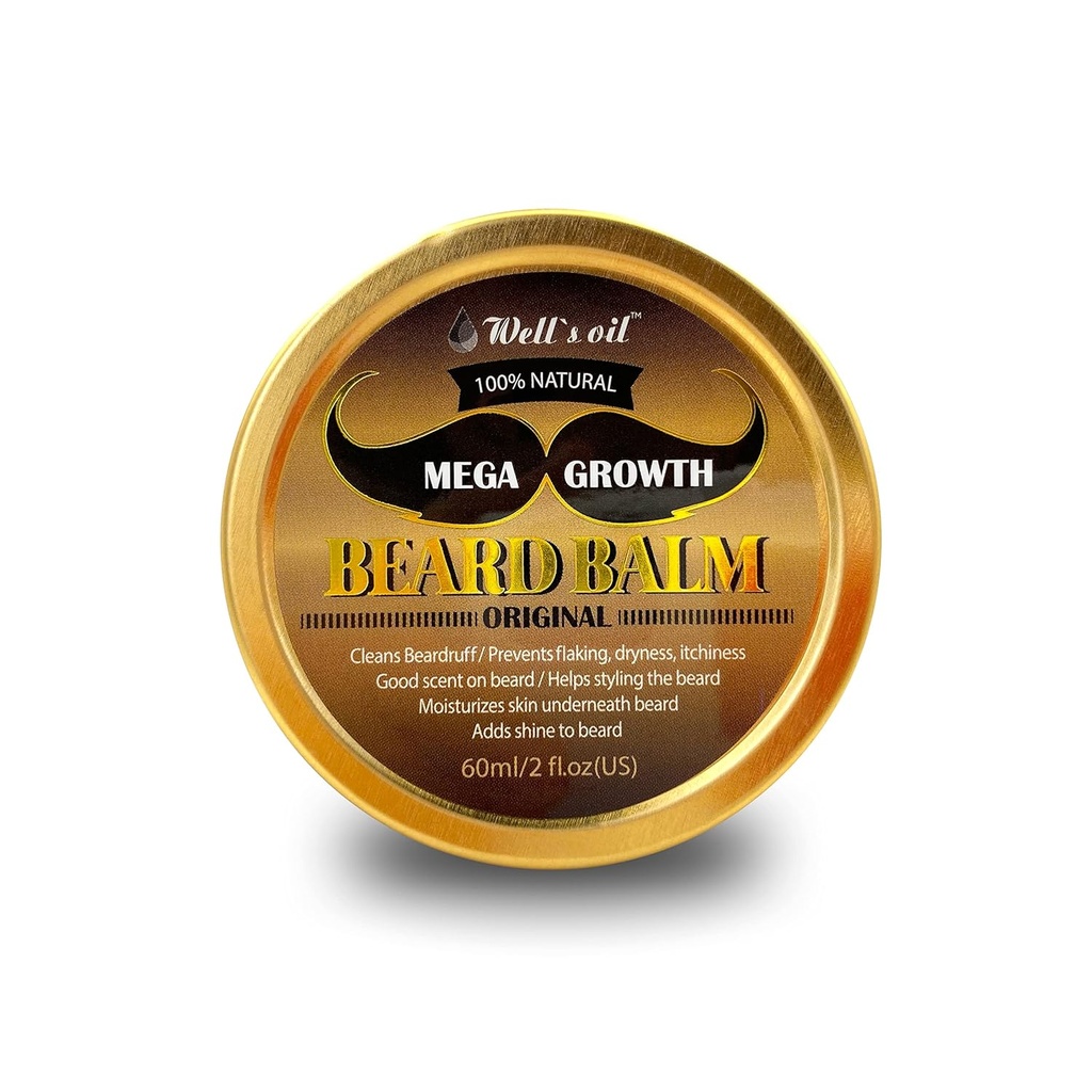 Bálsamo de Barba de Crescimento MEGA (Original Scent) 2 fl.oz. 100% natural para o cuidado de Barba masculina