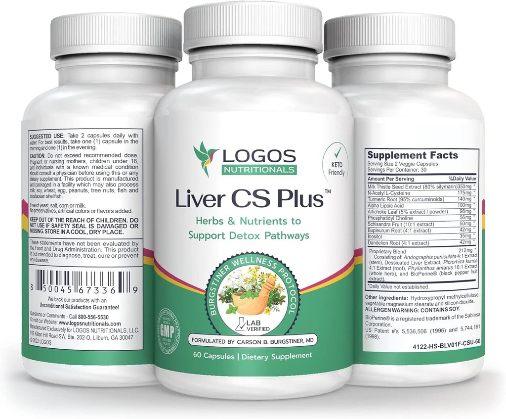 Logos Nutricionals-Liver CS Plus-60 Poderoso Detox Fígado Fórmula Veggie Caps-Incrementando Glutationa e Diminuindo Stress Oxidativo.