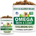 BARK & SPARK Glucosamina Dog Treats + Omega 3 para Dogs Bundle - Suporte de quadril e alívio da dor conjunta Suplemento + Mastigas de óleo de peixe para derramamento, Alergia da pele, Itch Relief, Pele e casaco Suplemento