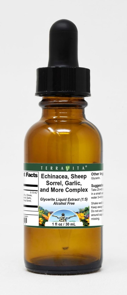 Terravita Echinacea, Sorrel de Ovelha, Alho e Extrato Líquido de Glicerite Mais Complexo (1:5) - Sem sabor (1 oz, ZIN: 523691)