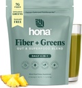 Gut & Superfood Mistura, Verdes em pó com prebióticos, Probióticos, Fibra & Cafeína Natural, Sem glúten, Livre de açúcar, Lacticínios, Vegan Não GMO Greens Superfood Pó, 30 Srvgs