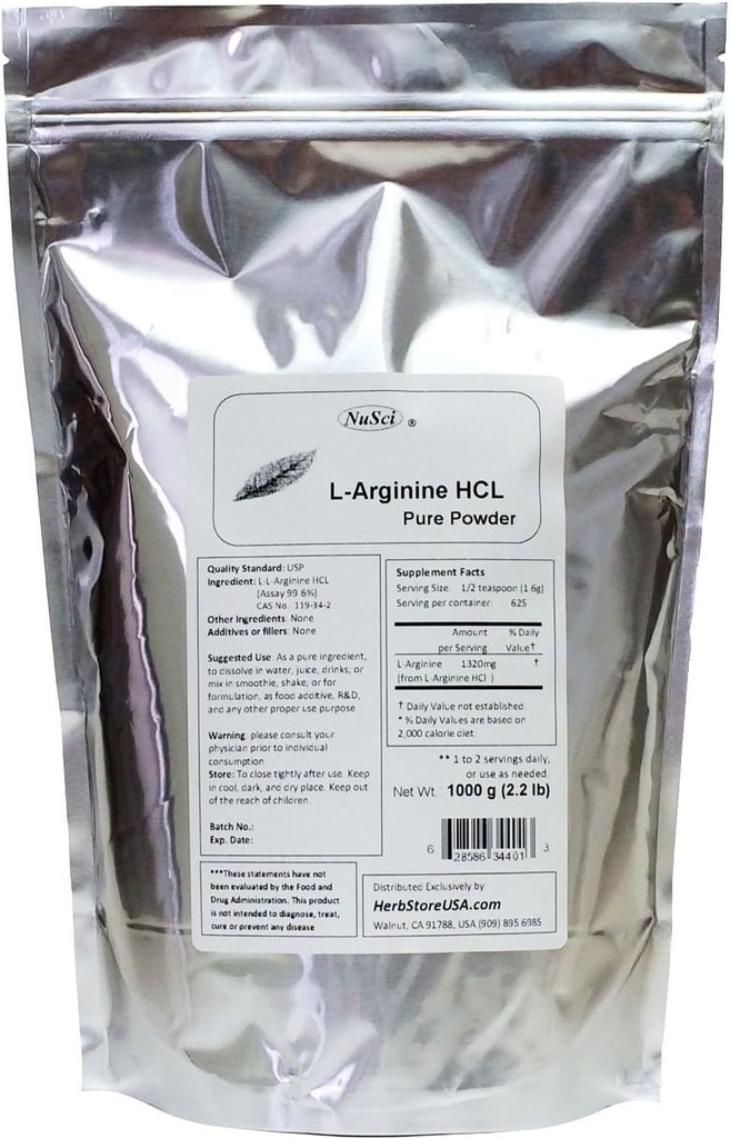 L-Arginina HCl Pure Powder 1000g (2,2 lb)