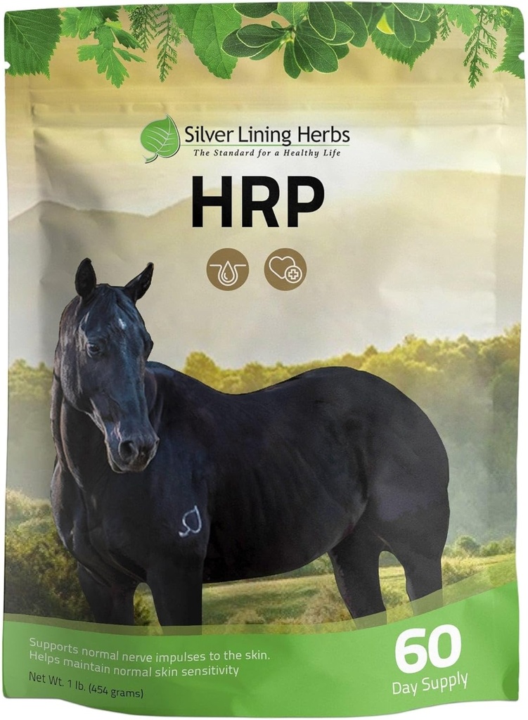 Silver Lining Herbs HRP - Suporta impulsos de nervos naturais para a pele do cavalo - Promove sensibilidade normal da pele - Ajuda com nervos hiperativos - Suplemento de ervas para cavalos - 1 saco de lb